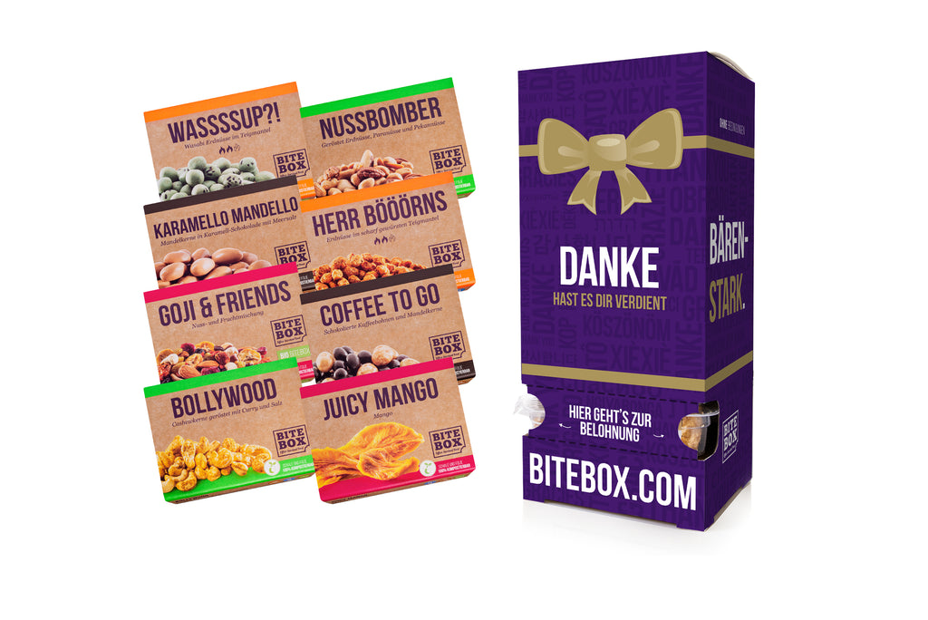 Gesunde Pausensnacks im BiteBox Geschenk-Paket